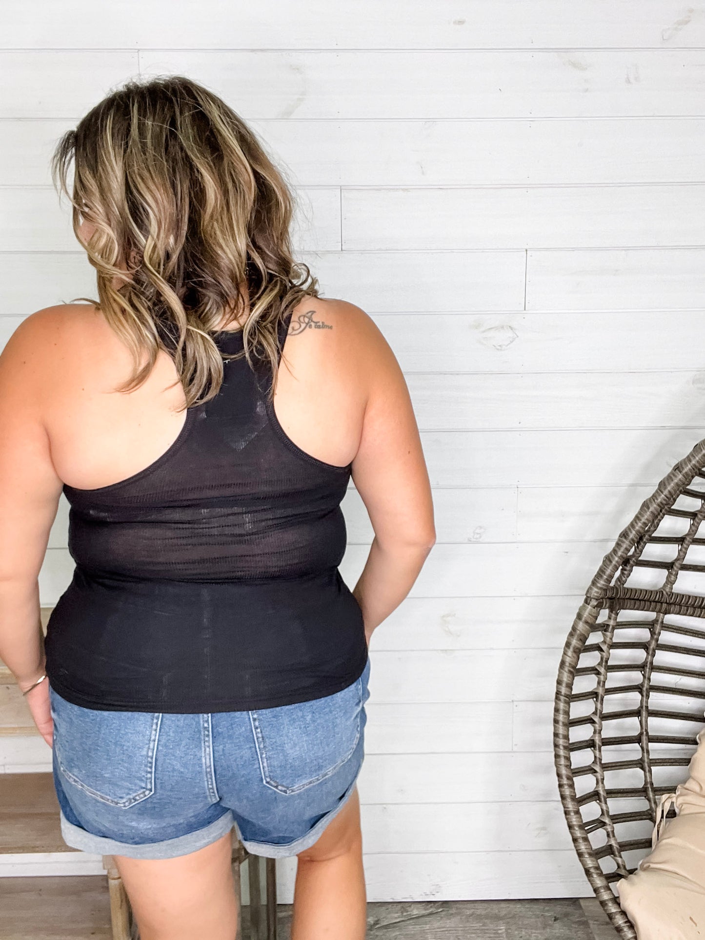 "Without A Cause" Racerback Button Front Ribbed Tank (Multiple Colors)