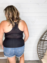 "Without A Cause" Racerback Button Front Ribbed Tank (Multiple Colors)