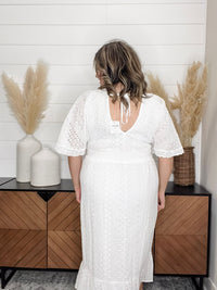 "New Leaf" Eyelet Short Sleeve Midi Dress