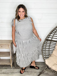I'm Ready Striped Tiered Maxi Dress with Shoulder Ties