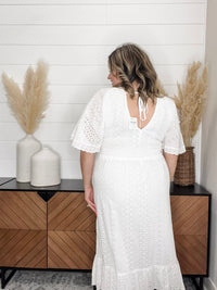 "New Leaf" Eyelet Short Sleeve Midi Dress