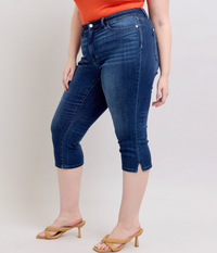 Judy Blue Dark Wash Side Slit Capris