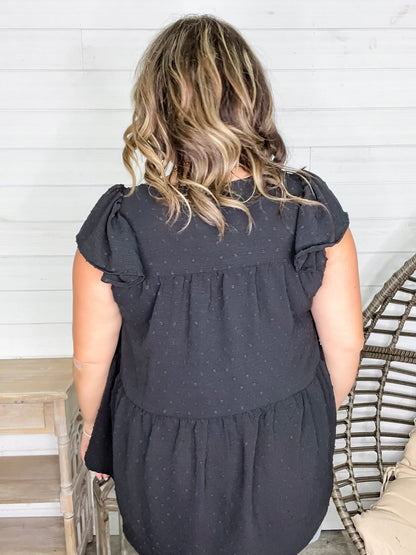 "With Regards" Cap Ruffle Sleeve Babydoll