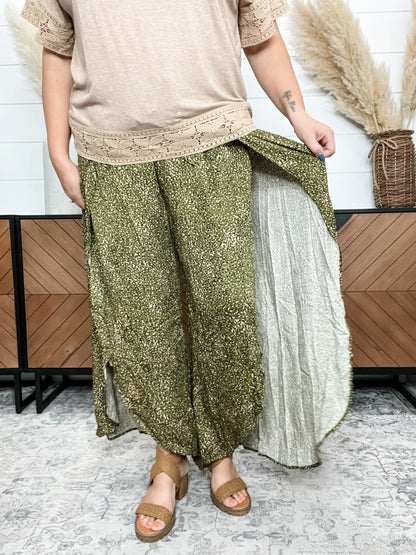 "Topeka" Casual Wide Leg Side Slit  Pants
