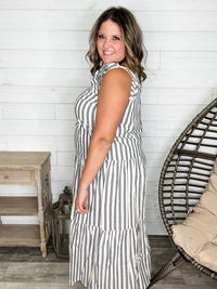 I'm Ready Striped Tiered Maxi Dress with Shoulder Ties