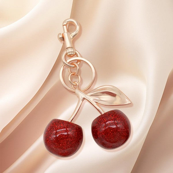 Glitter Cherries Key Ring