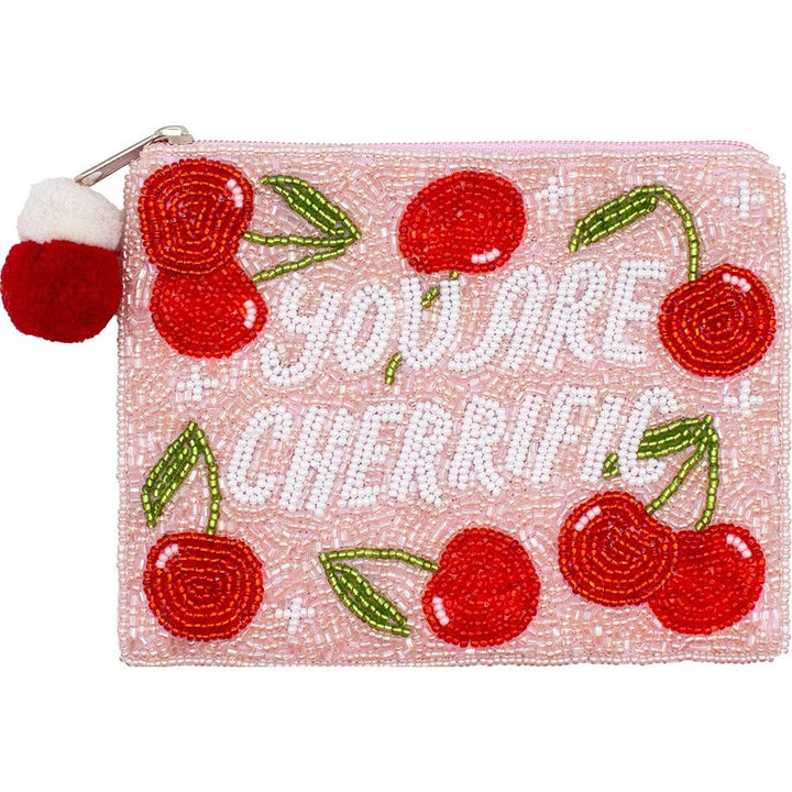 "YOU ARE CHERRIFIC" Seed Beaded Coin Purse
