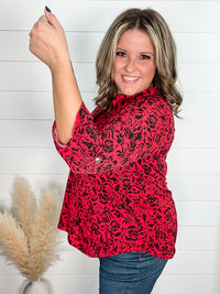 Dear Scarlett "Cardinal" 3/4 Sleeve Split Neck