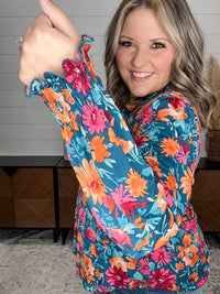 Dear Scarlett "Bates" Lizzy Smocked Wrist Long Sleeve Split Neck
