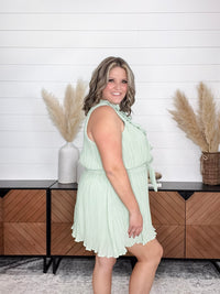 "Colton" Crepe Ruffle Front Tank Dress