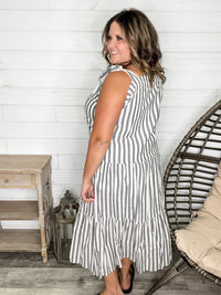 I'm Ready Striped Tiered Maxi Dress with Shoulder Ties