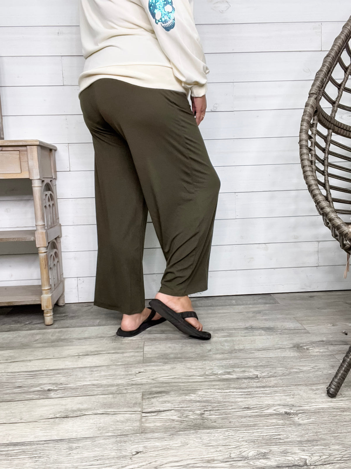Smocked Waistband Lounge Pants (Olive and Rust)