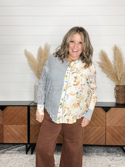 "Britta" Collared Long Sleeve Button Up