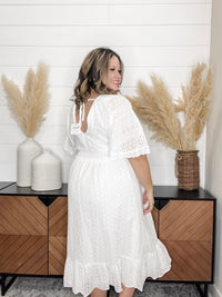 "New Leaf" Eyelet Short Sleeve Midi Dress