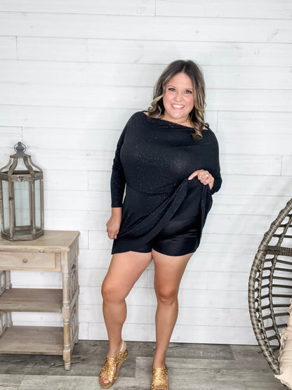 "Tiny Dancer" Boat Neck Sparkle Dress with Built in Shorts (Color Options)