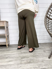 Smocked Waistband Lounge Pants (Olive and Rust)