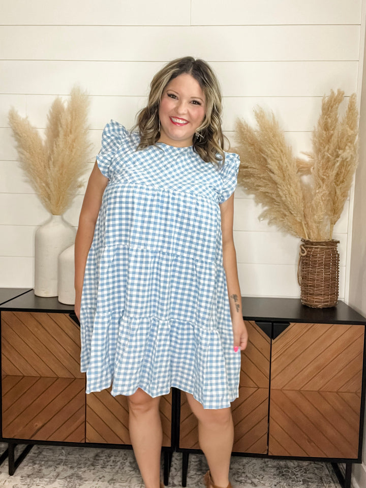 "No Place Like Home" Gingham Tiered Dress