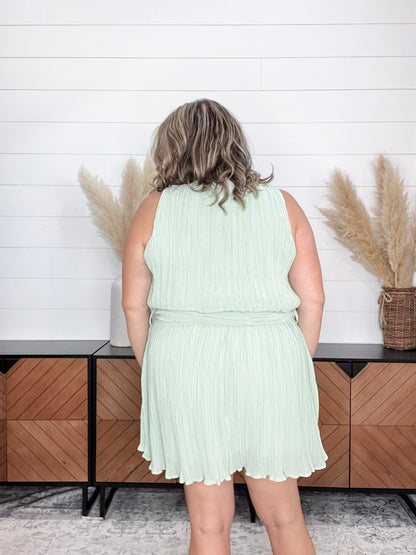 "Colton" Crepe Ruffle Front Tank Dress