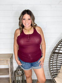 "Without A Cause" Racerback Button Front Ribbed Tank (Multiple Colors)