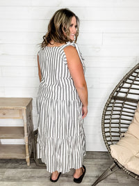 I'm Ready Striped Tiered Maxi Dress with Shoulder Ties