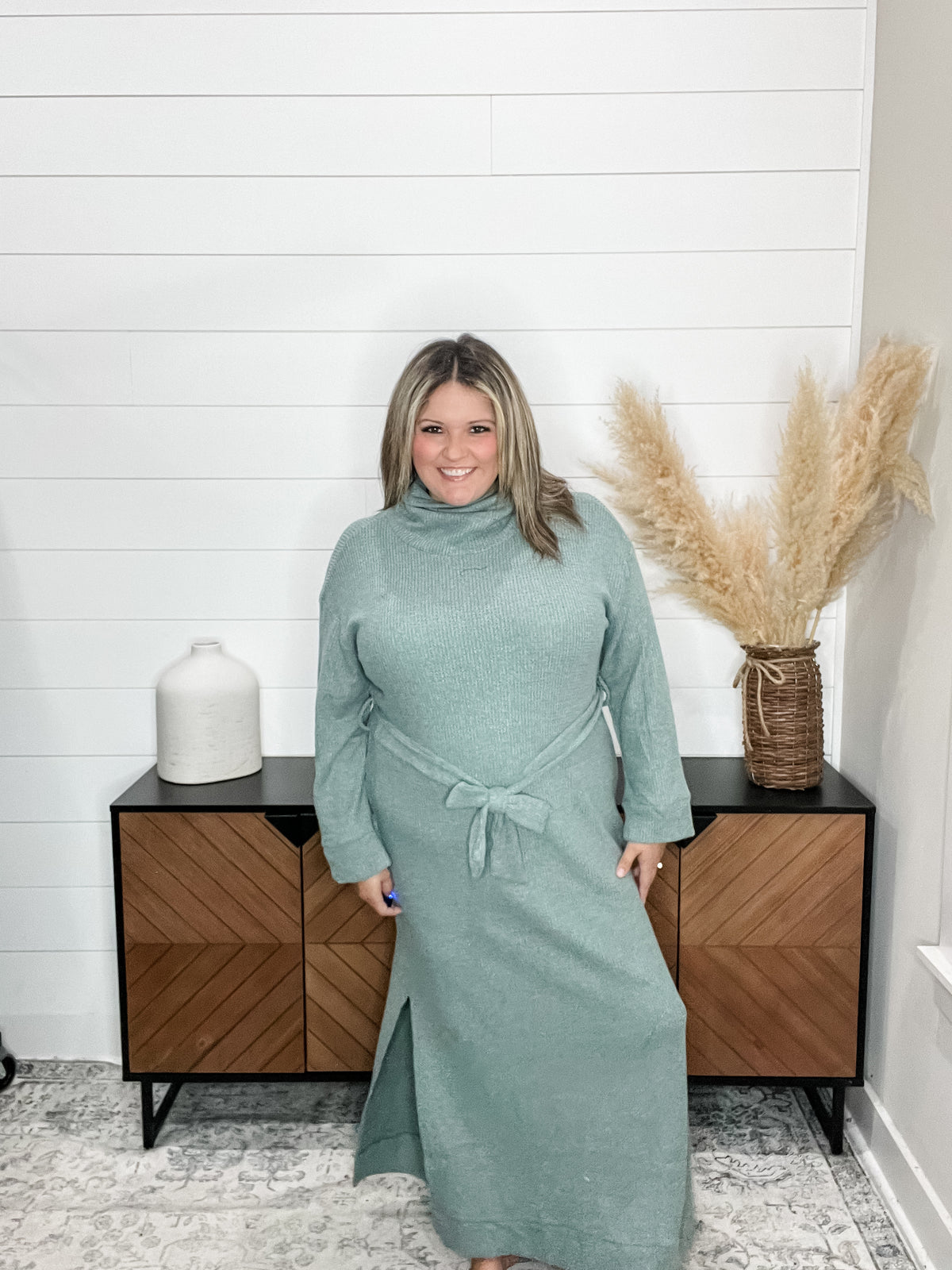 Dear Scarlett Travel Plush Knit Dress (Teal)