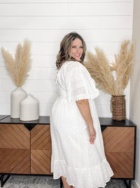 "New Leaf" Eyelet Short Sleeve Midi Dress