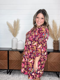 Dear Scarlett "Calcium" 3/4 Sleeve Split Neck Dress with Pockets