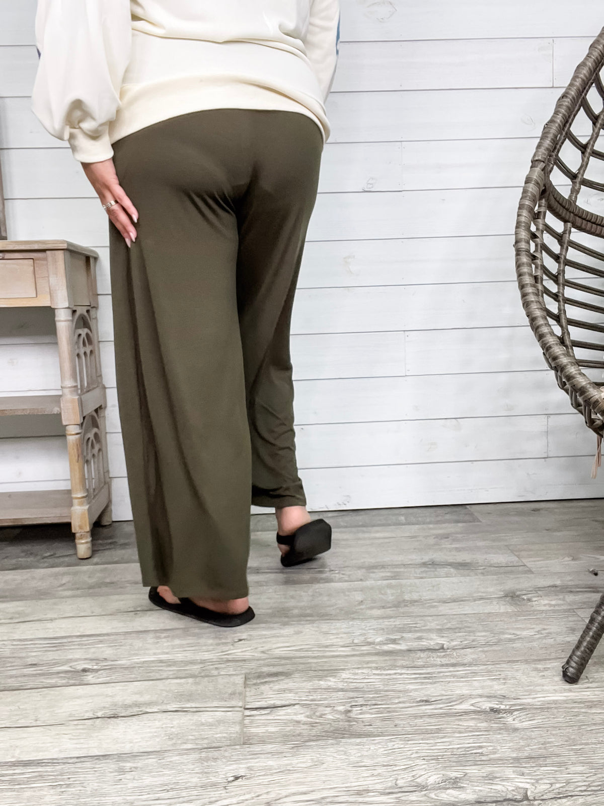 Smocked Waistband Lounge Pants (Olive and Rust)