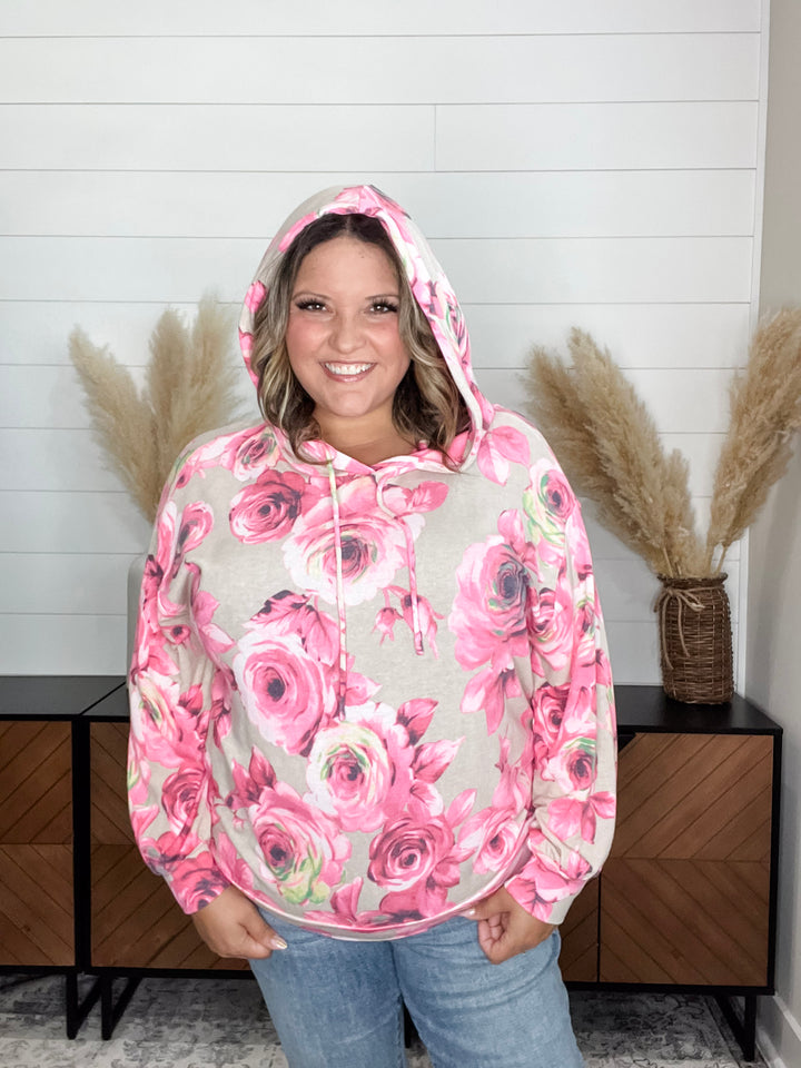 "Robertson" Floral Balloon Sleeve Hoodie