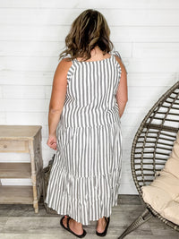 I'm Ready Striped Tiered Maxi Dress with Shoulder Ties