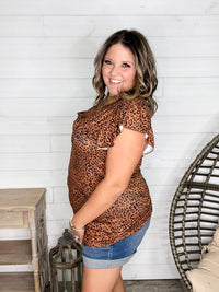 "Linc" Animal Print Ruffle Cap Sleeve