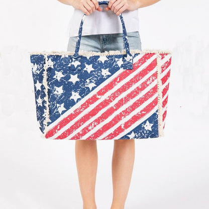 Canvas Americana Fringe Tote Bag