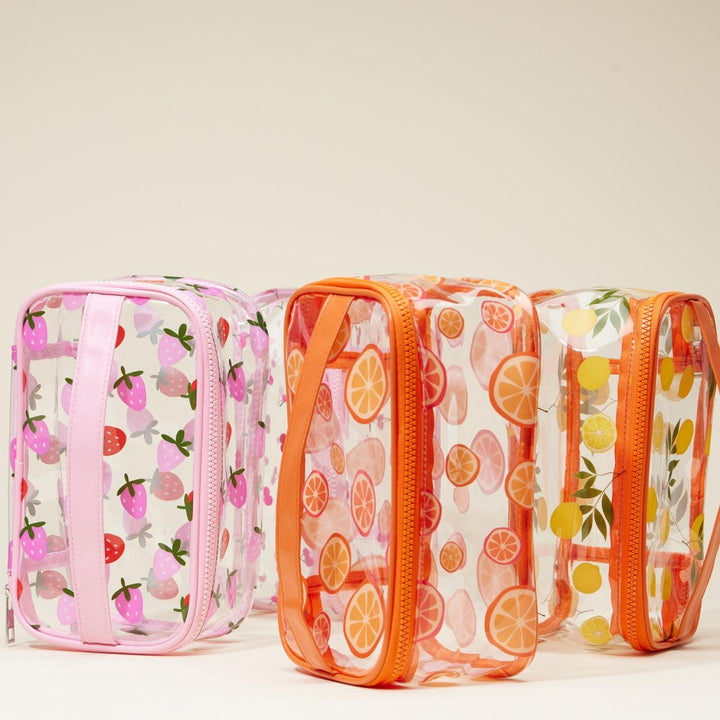 Clear Fruit Print Travel Pouch