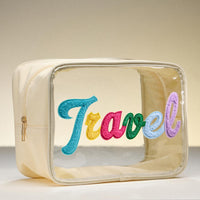 Cursive Chenille Patch Clear Pouch (Multiple Options)