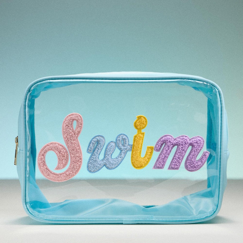 Cursive Chenille Patch Clear Pouch (Multiple Options)