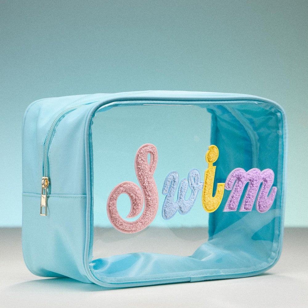 Cursive Chenille Patch Clear Pouch (Multiple Options)