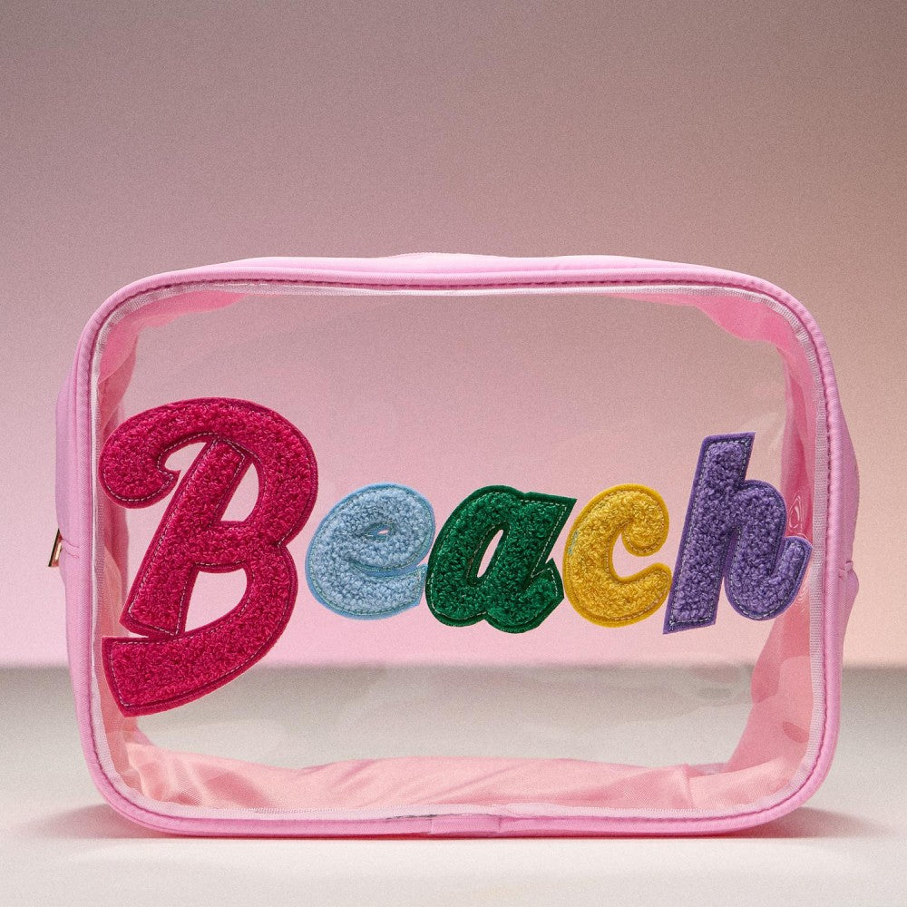 Cursive Chenille Patch Clear Pouch (Multiple Options)