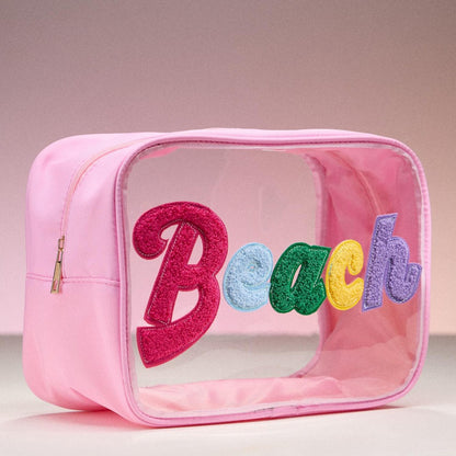 Cursive Chenille Patch Clear Pouch (Multiple Options)