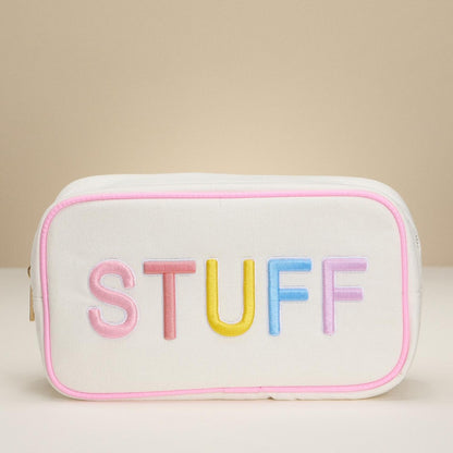 "STUFF" Embroidered Canvas Pouch