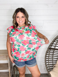 "My Undoing" Floral Ruffle Cap Sleeve