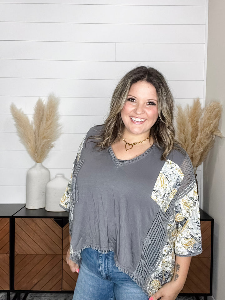 Pol - "Subtraction" Patchwork Dolman Hi-Low