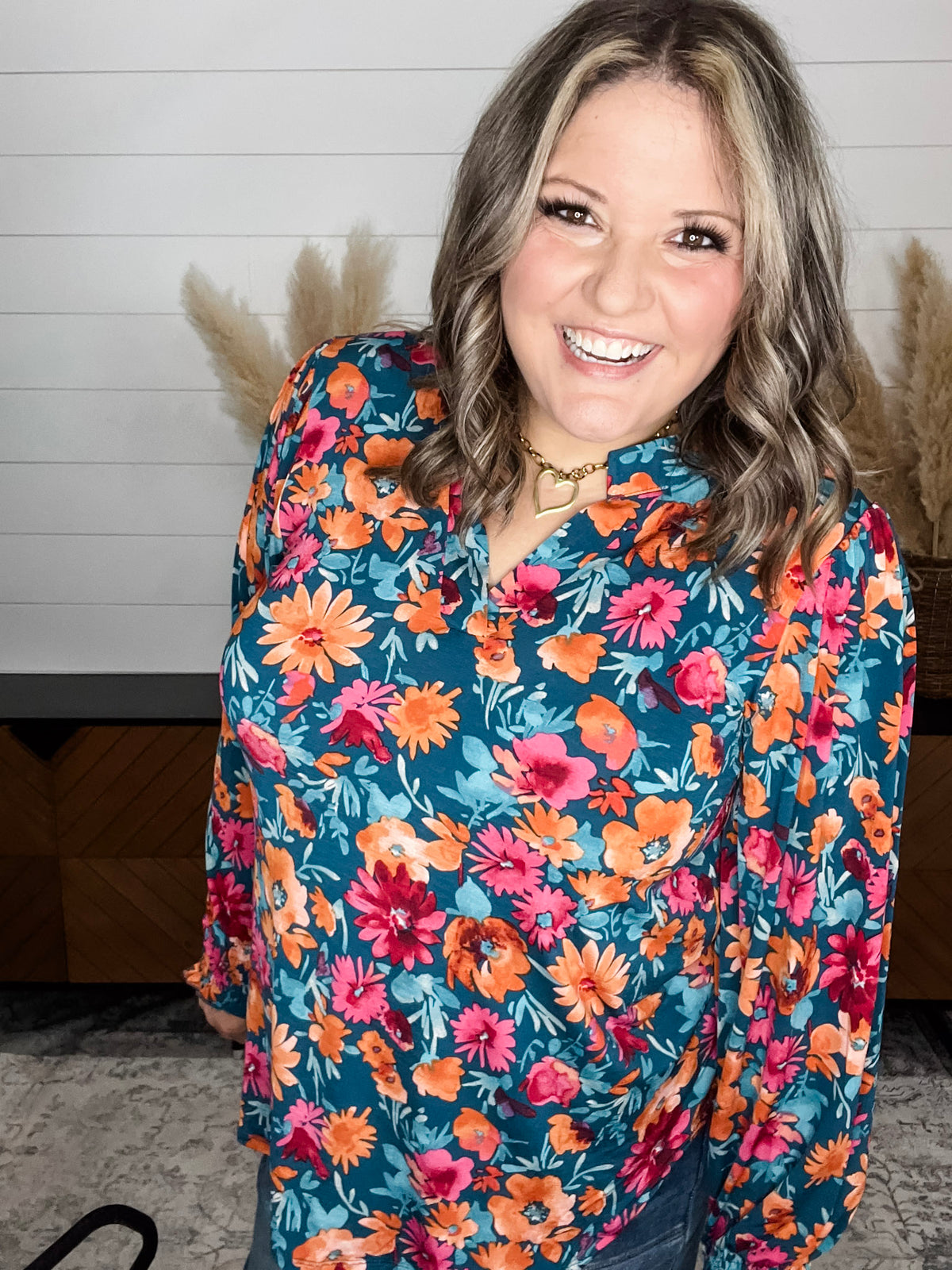 Dear Scarlett "Bates" Lizzy Smocked Wrist Long Sleeve Split Neck