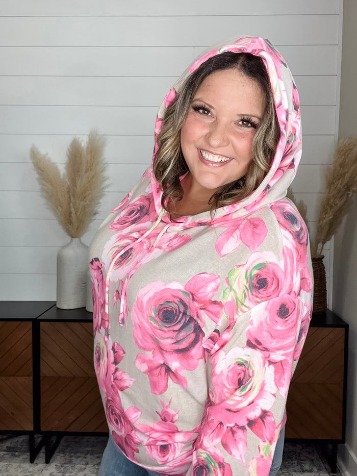 Dear Scarlett "Robertson" Floral Balloon Sleeve Hoodie