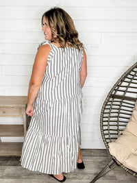 I'm Ready Striped Tiered Maxi Dress with Shoulder Ties