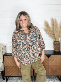 Dear Scarlett "Kangaroo" 3/4 Sleeve Split Neck