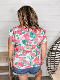 "My Undoing" Floral Ruffle Cap Sleeve