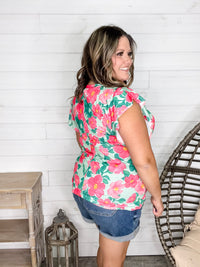 "My Undoing" Floral Ruffle Cap Sleeve