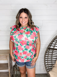 "My Undoing" Floral Ruffle Cap Sleeve