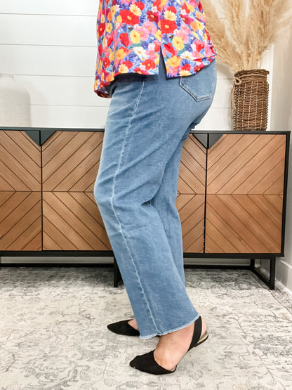Mica Denim "Serena" Petite Straight Leg Jeans