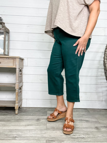 Judy Blue "The Real Teal" Tummy Control Wide Leg Crops
